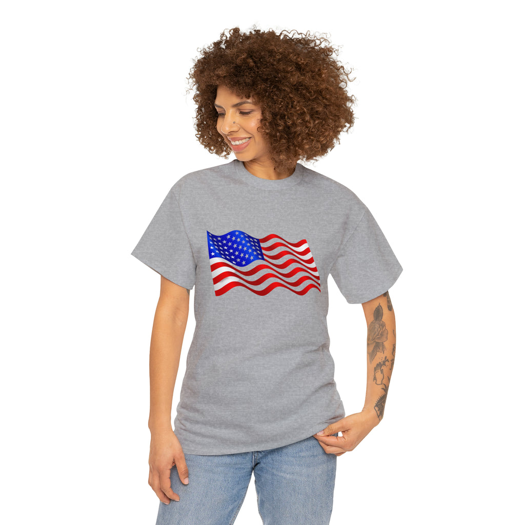 American Wavy Flag Unisex Heavy Cotton Tee