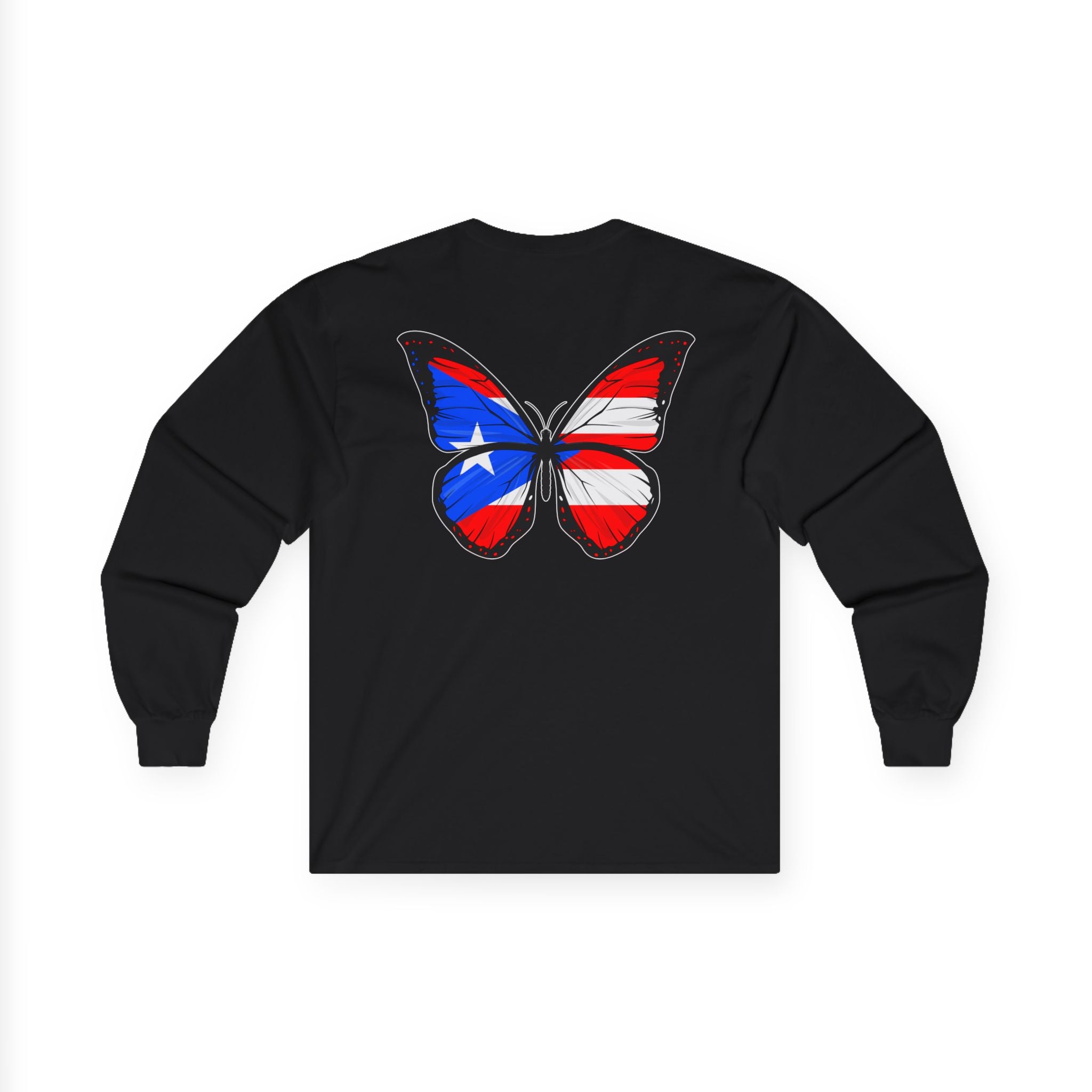 Women's Puerto Rico Flag Butterfly Long Sleeve Tee