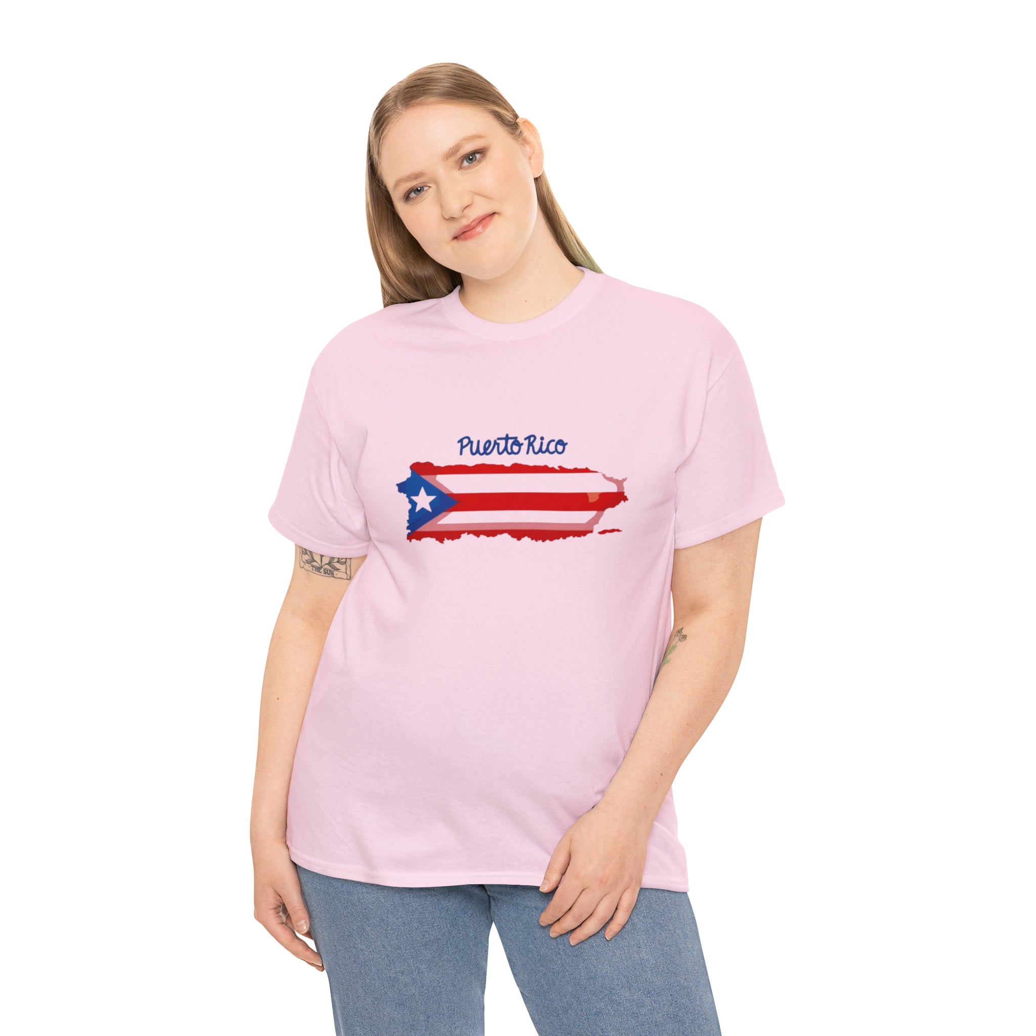 Island of Puerto Rico Flag Heavy Cotton Tee