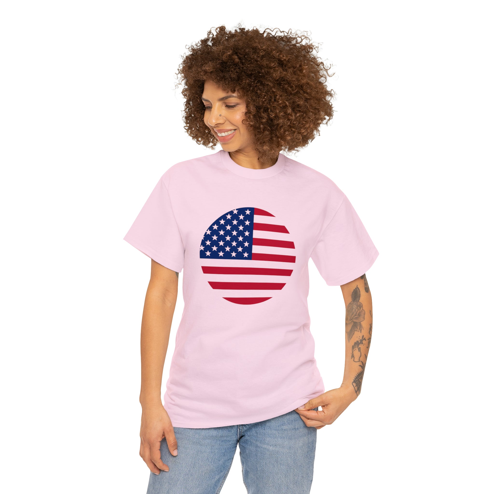 American Flag Globe Unisex Heavy Cotton Tee