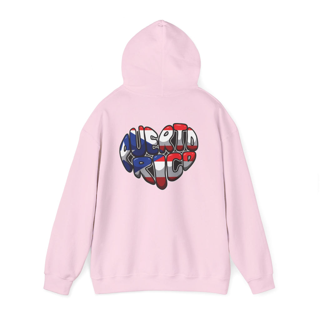Puerto Rico Frog Hoodie — Coquí with Flag Heart Back Graphic
