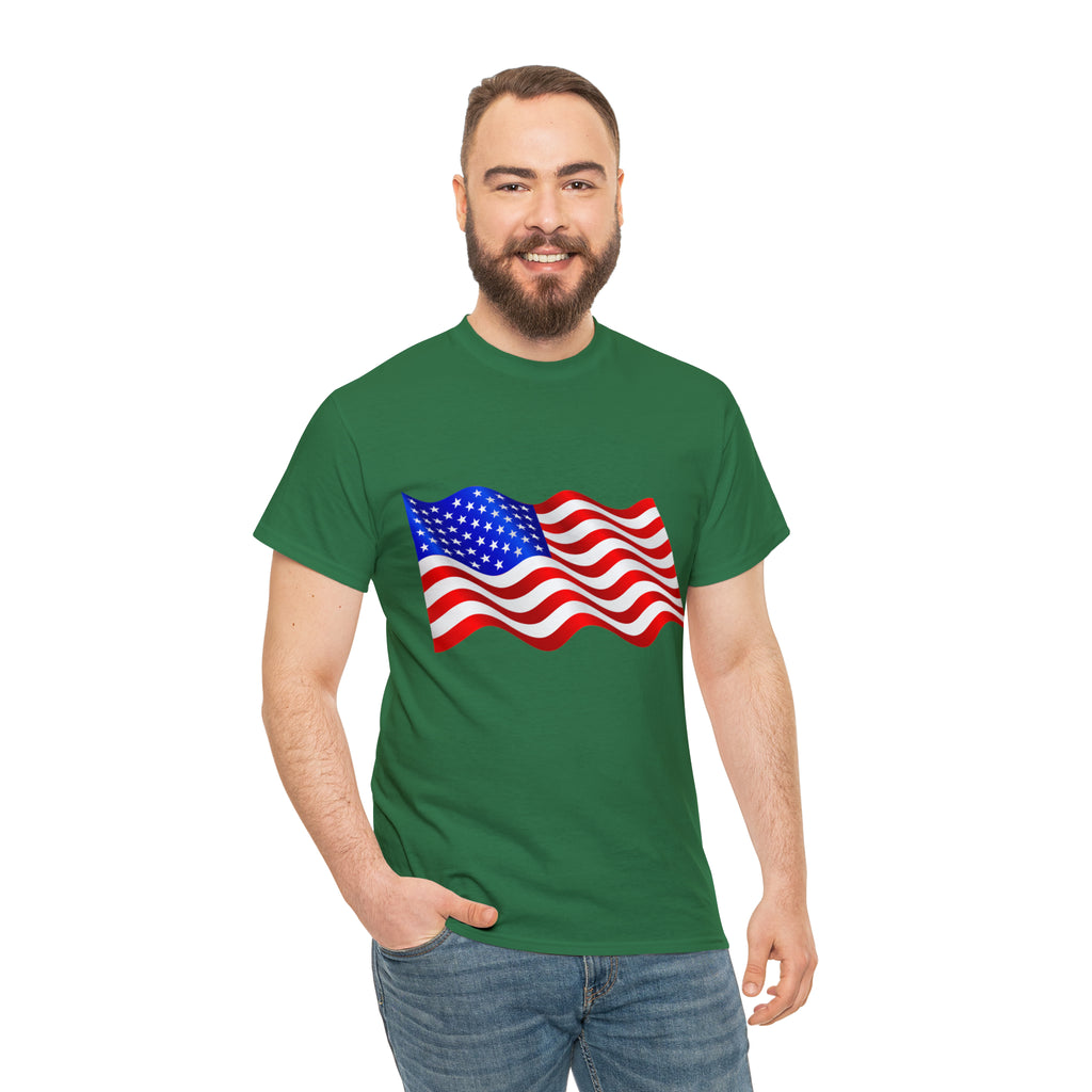 American Wavy Flag Unisex Heavy Cotton Tee