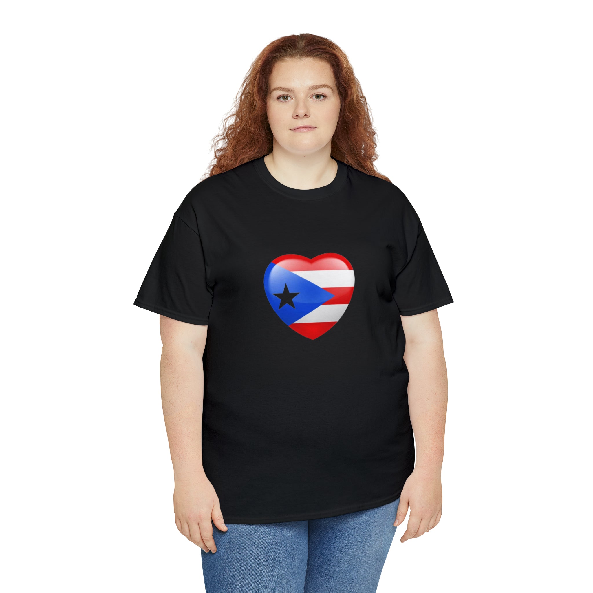 Puerto Rican Flag Heart Unisex Heavy Cotton Tee