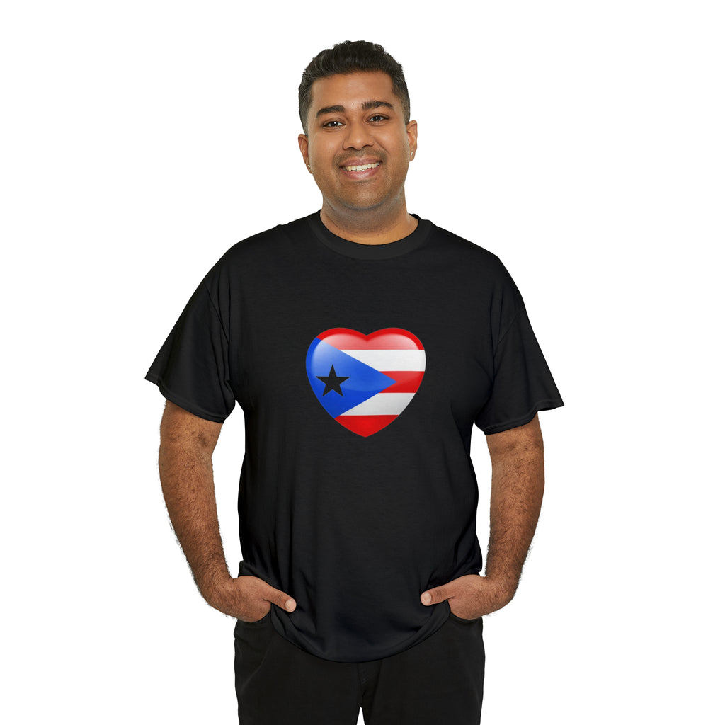 Puerto Rican Flag Heart Unisex Heavy Cotton Tee