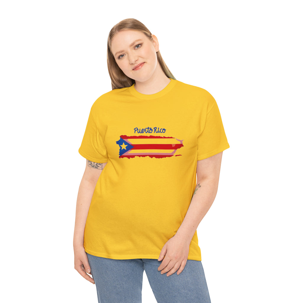 Island of Puerto Rico Flag Heavy Cotton Tee