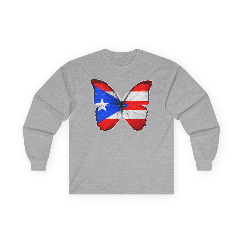Women's Puerto Rico Flag Butterfly Long Sleeve Tee