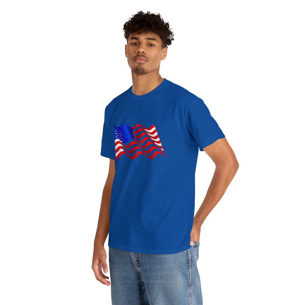 American Wavy Flag Unisex Heavy Cotton Tee
