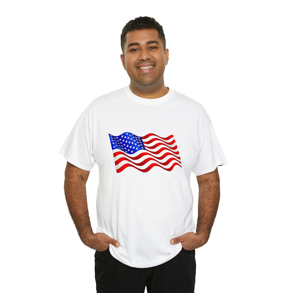 American Wavy Flag Unisex Heavy Cotton Tee