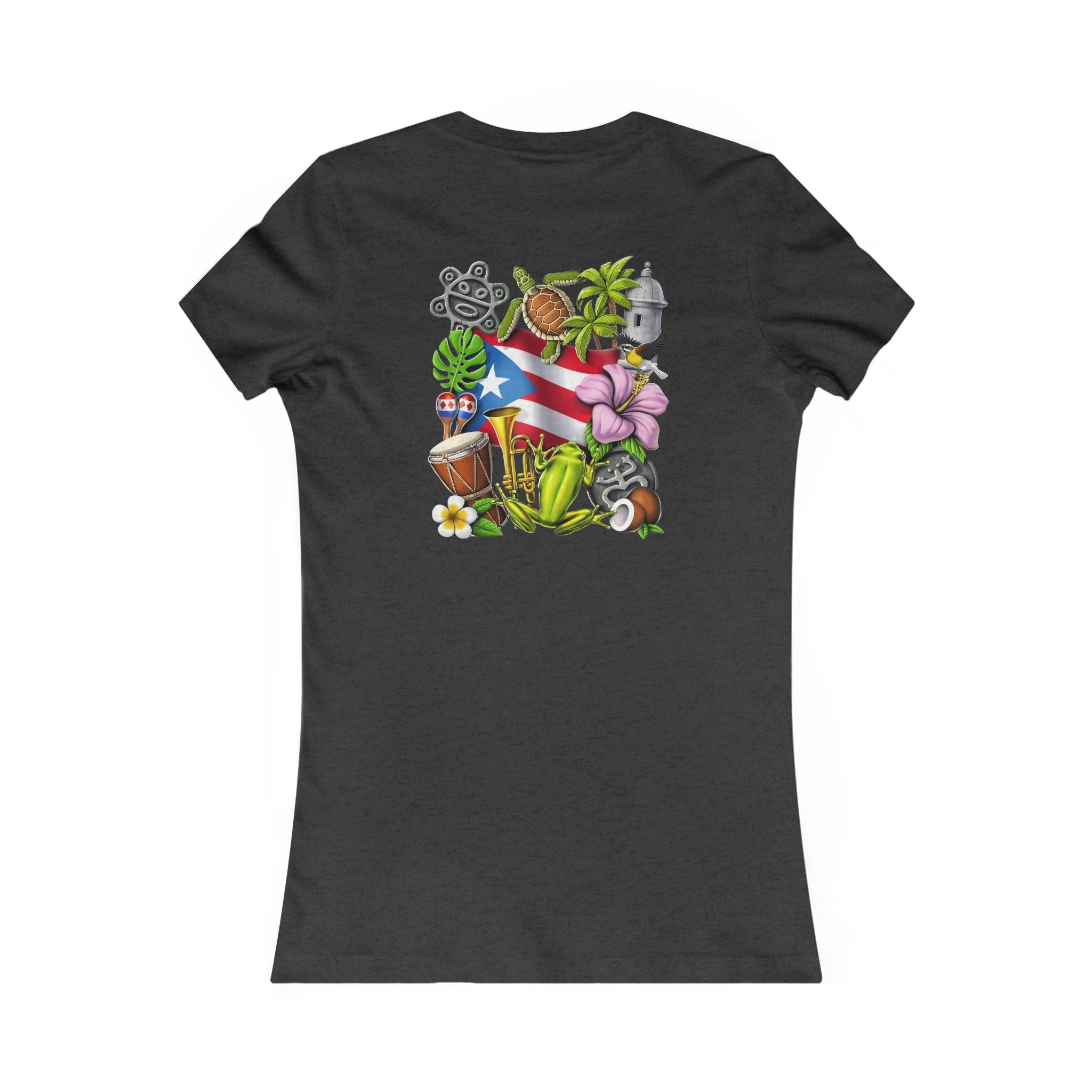 Patriotic Puerto Rico Rose Tee — Women's Flag Butterfly Floral T-Shirt