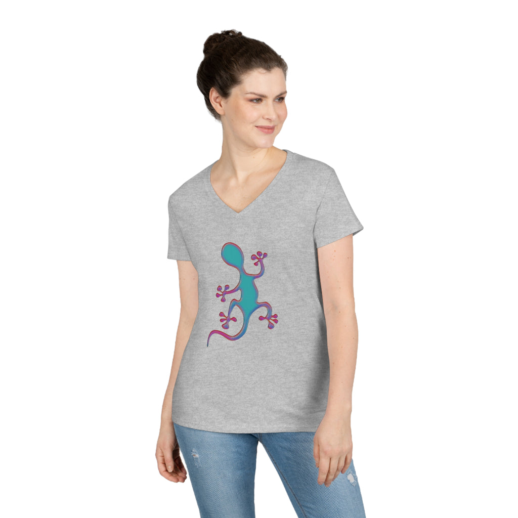 Taino-Inspried Salamander Ladies' V-Neck T-Shirt