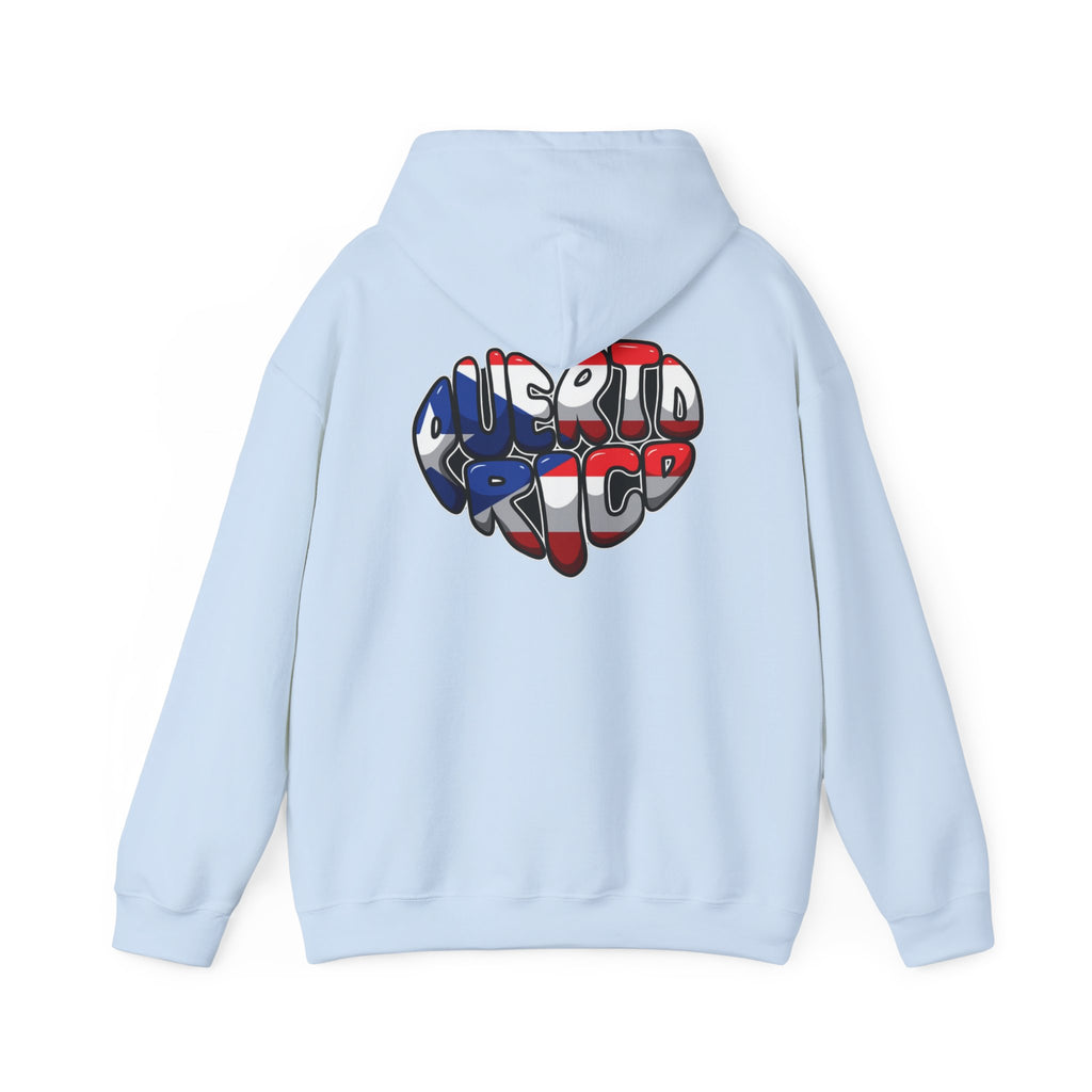 Puerto Rico Frog Hoodie — Coquí with Flag Heart Back Graphic