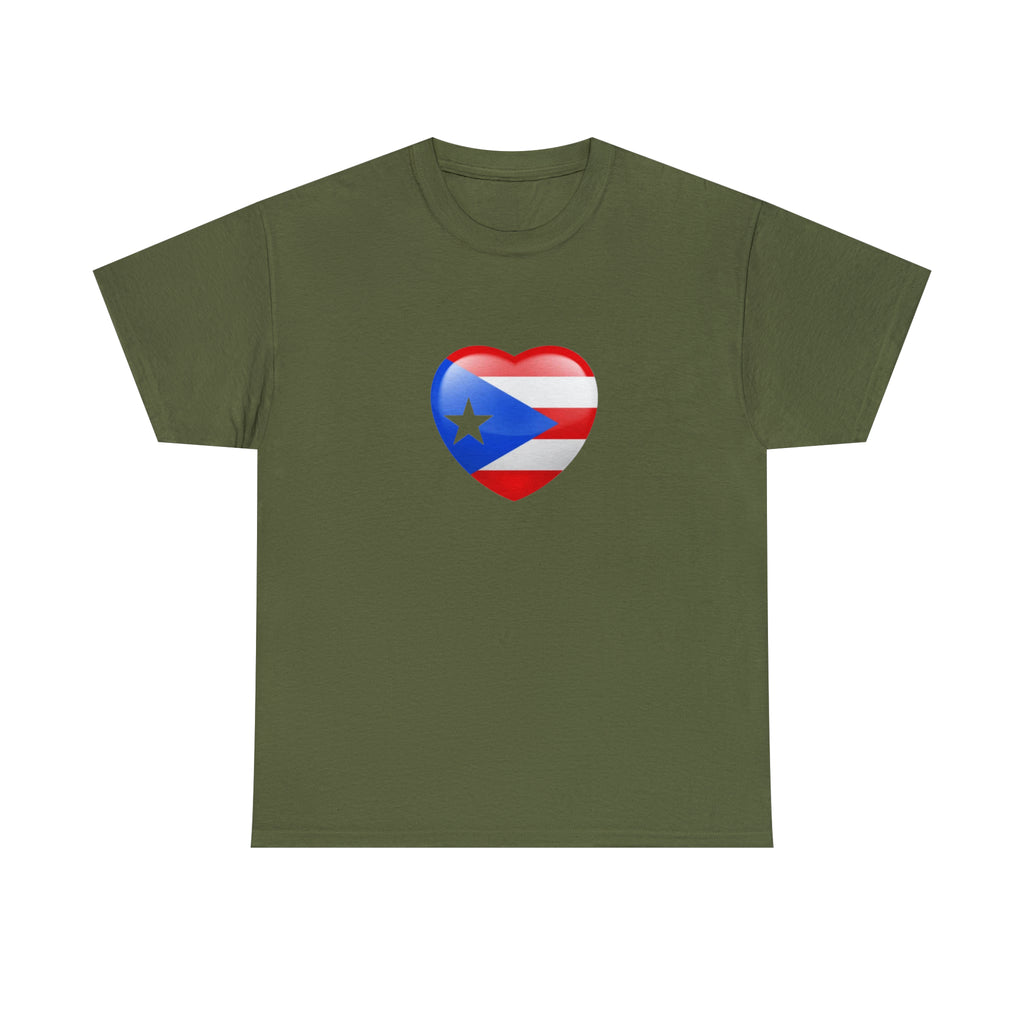 Puerto Rican Flag Heart Unisex Heavy Cotton Tee