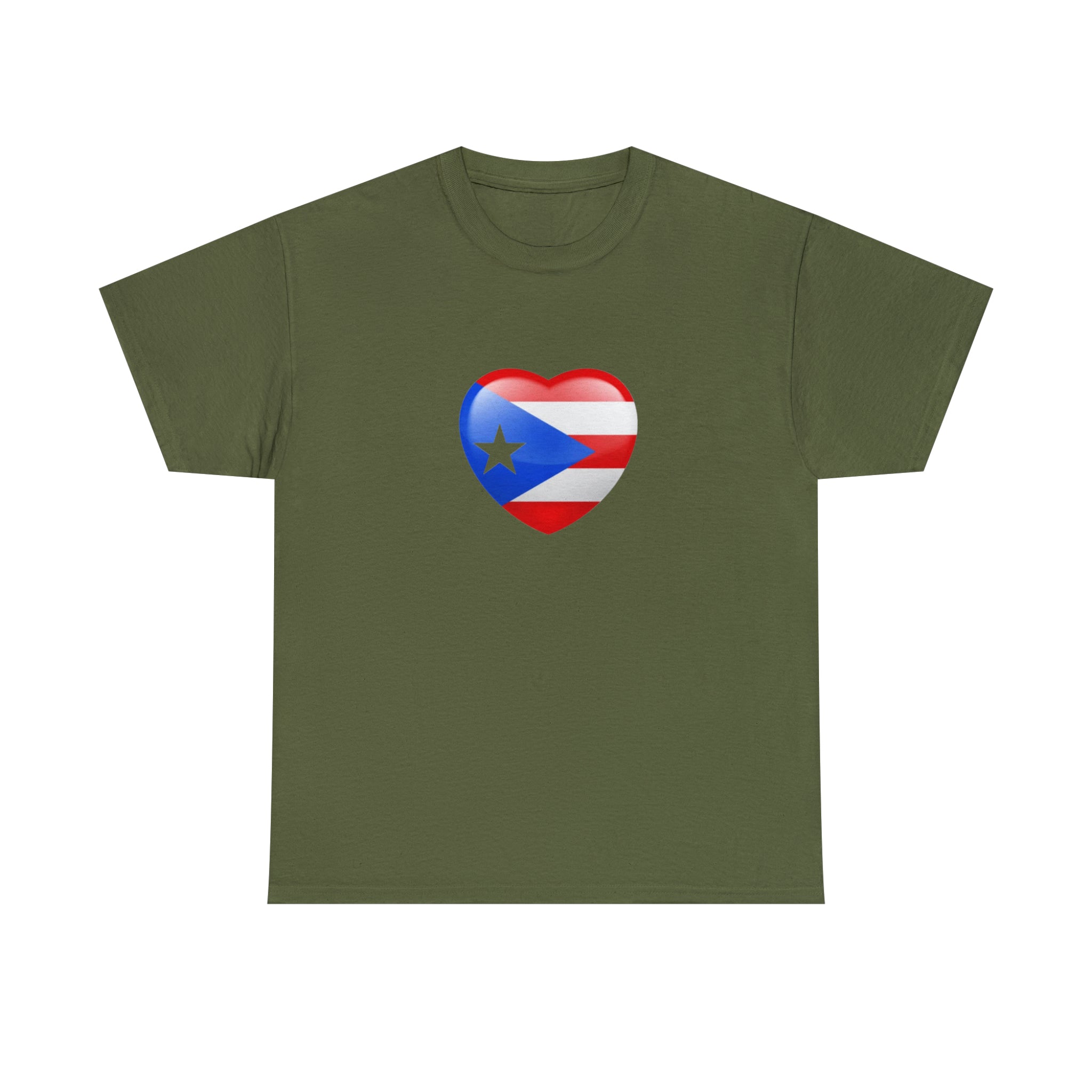 Puerto Rican Flag Heart Unisex Heavy Cotton Tee
