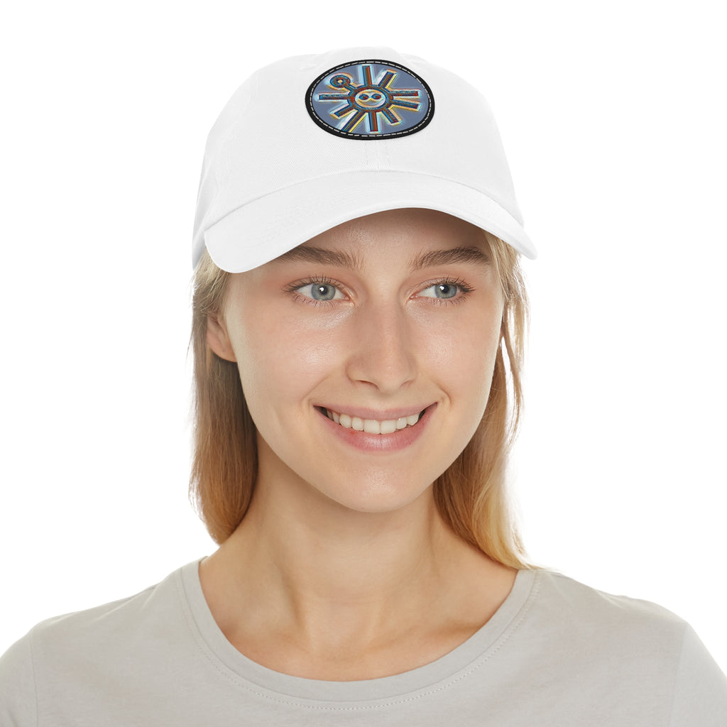 Taino Symbolism Dad Hat with Leather Patch (Round)