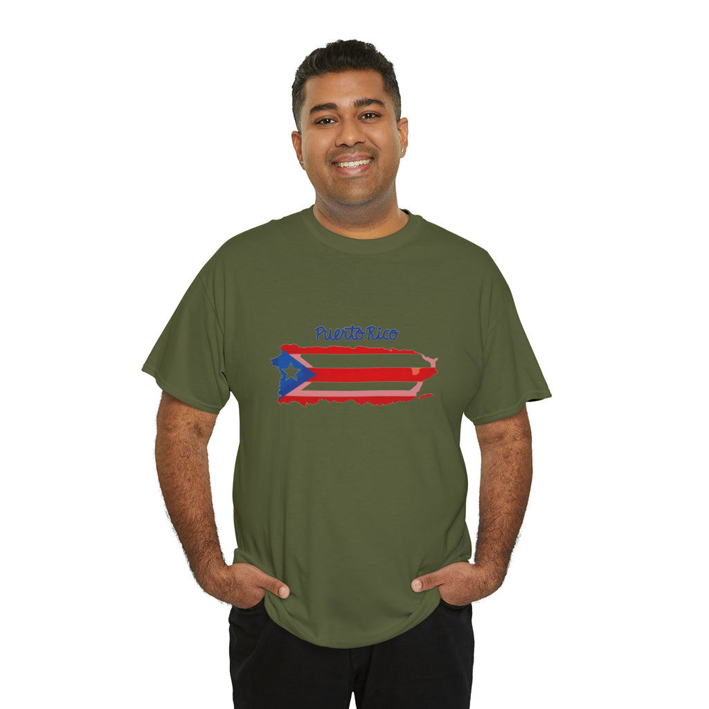 Island of Puerto Rico Flag Heavy Cotton Tee