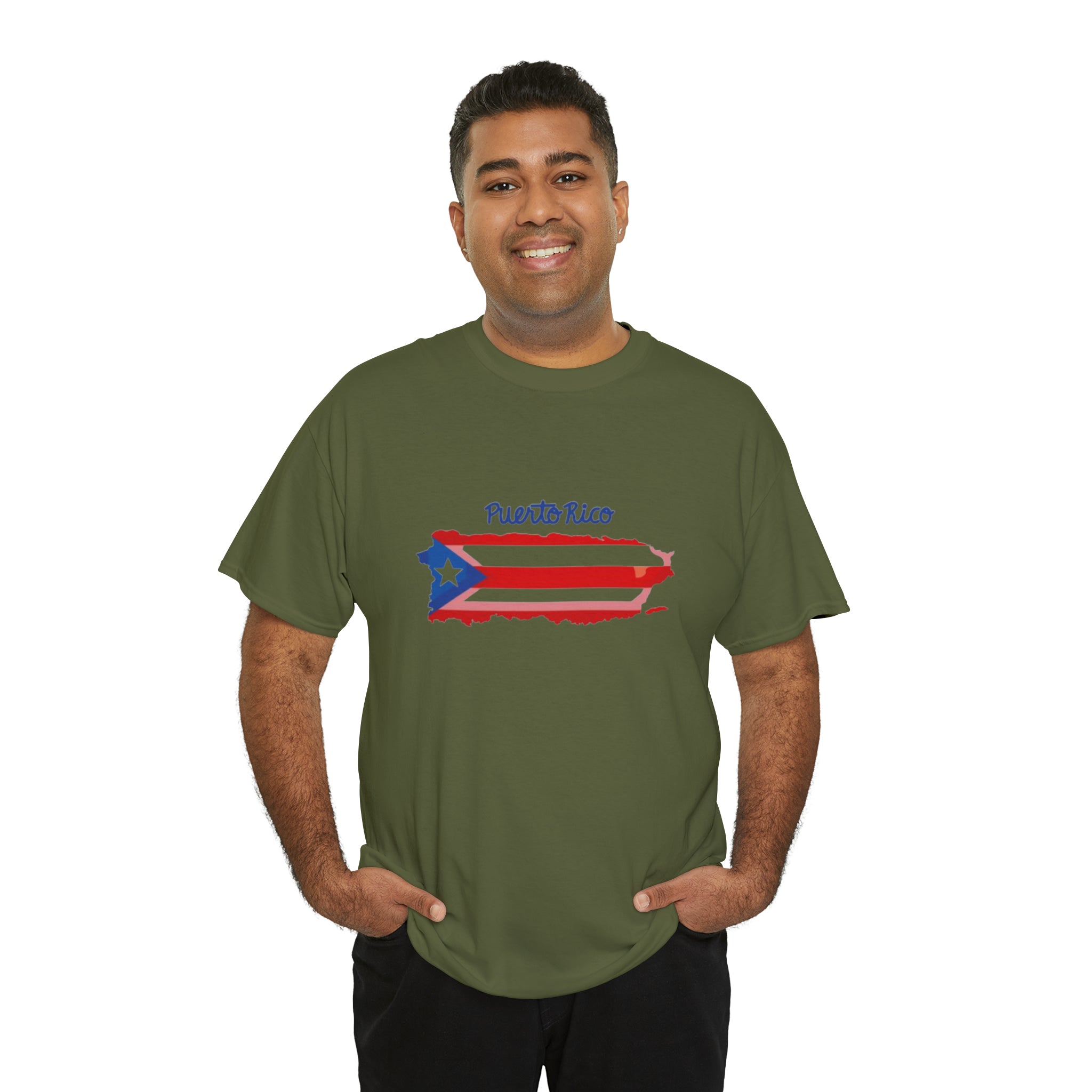Island of Puerto Rico Flag Heavy Cotton Tee