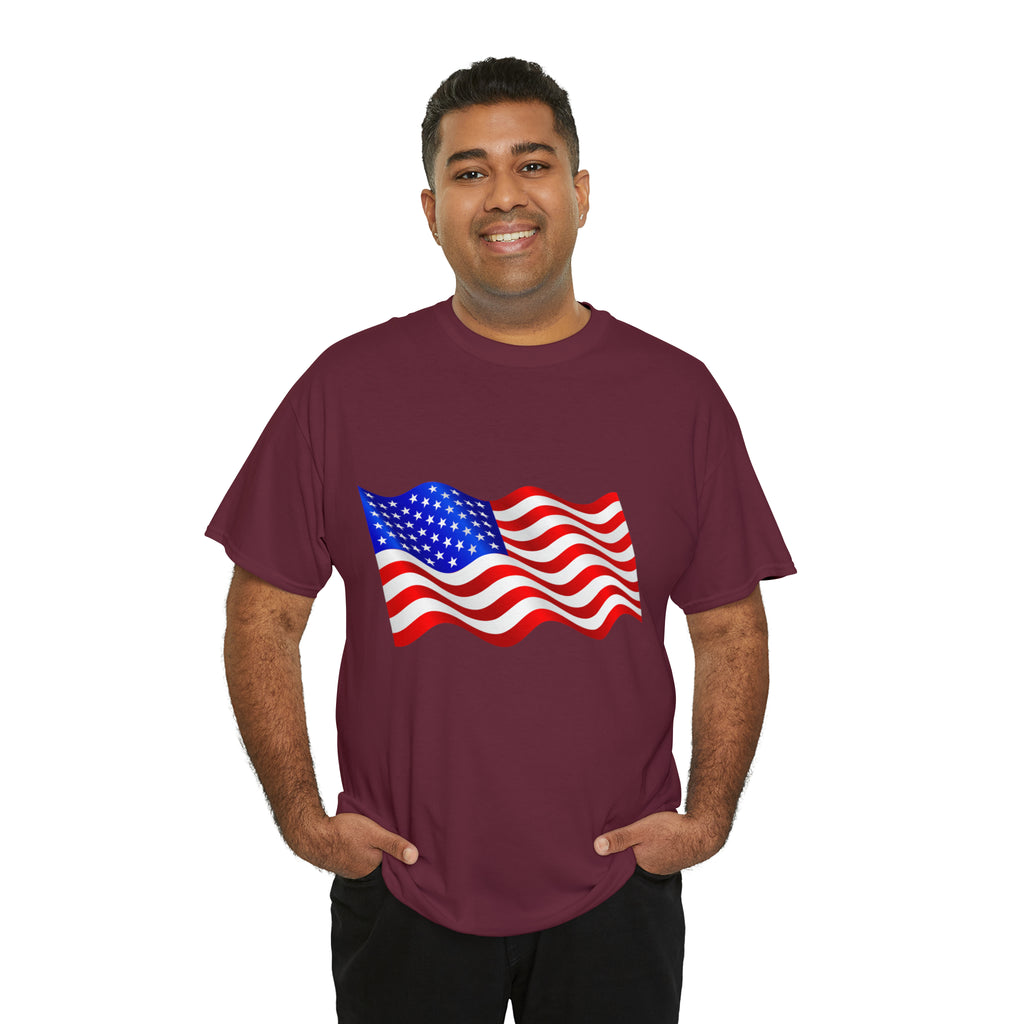 American Wavy Flag Unisex Heavy Cotton Tee