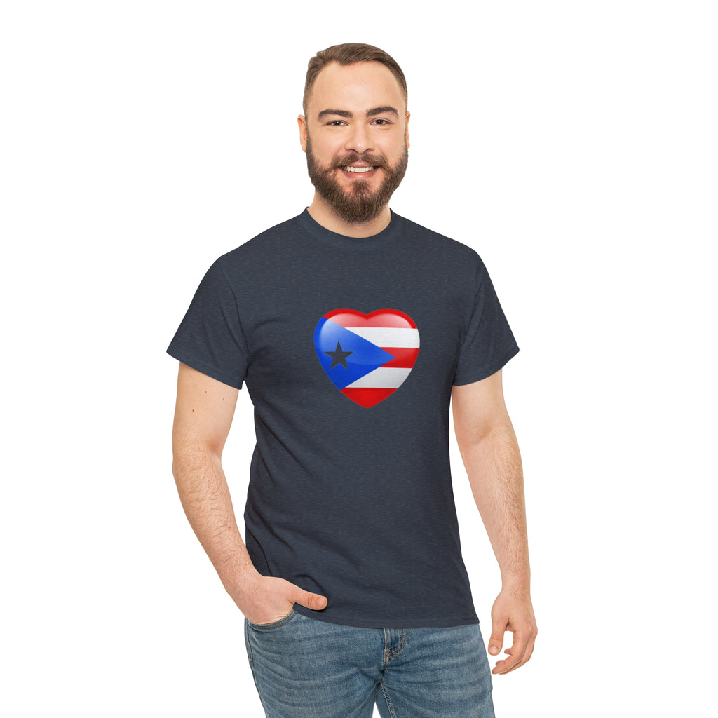 Puerto Rican Flag Heart Unisex Heavy Cotton Tee