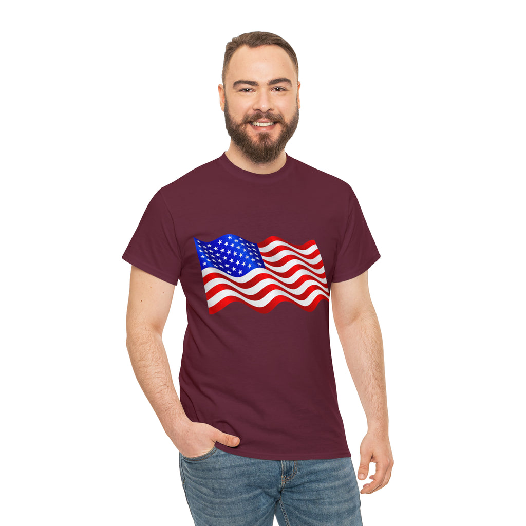 American Wavy Flag Unisex Heavy Cotton Tee