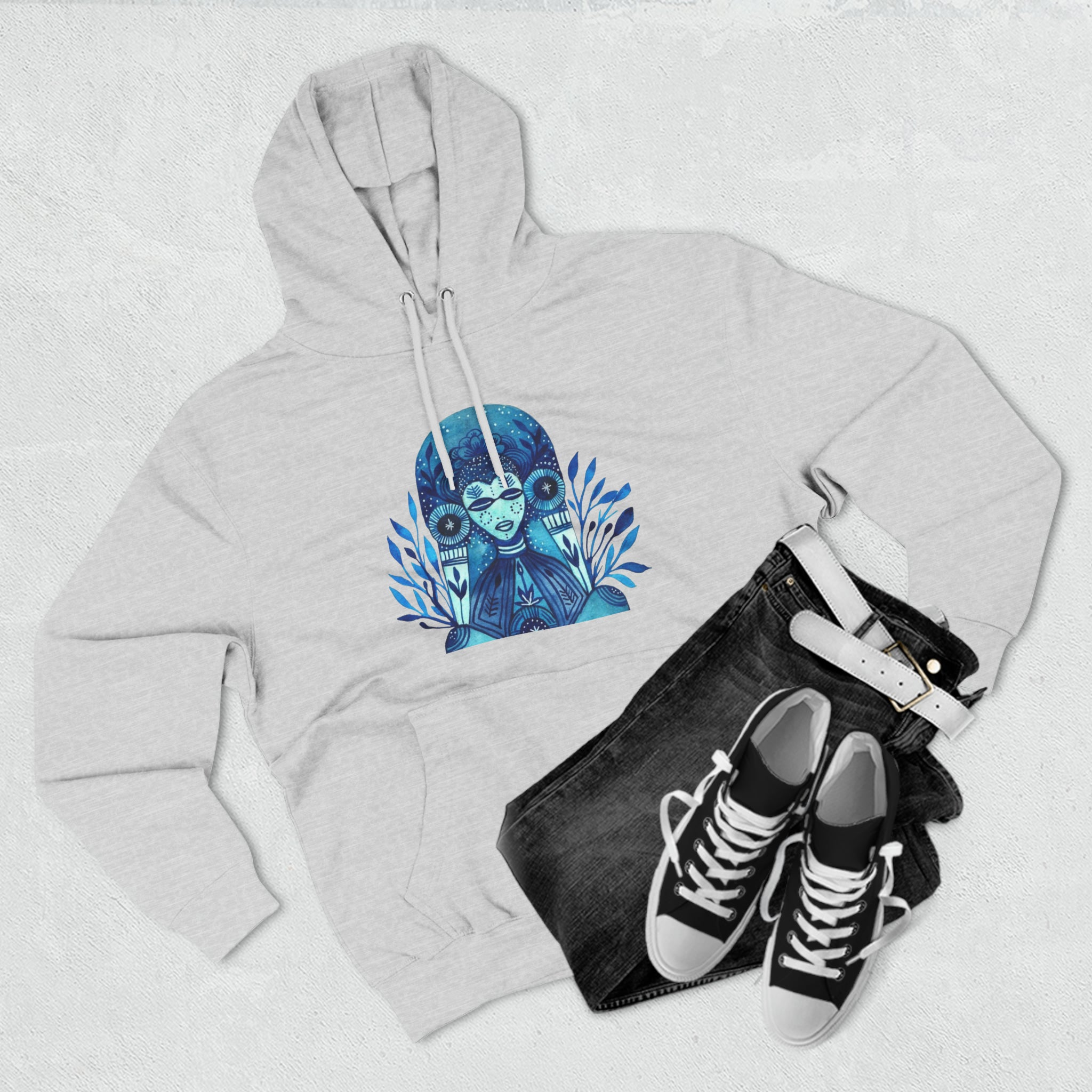 Taino Inspired Queen When Its Dark Look For The Stars Three-Panel Fleece Hoodie