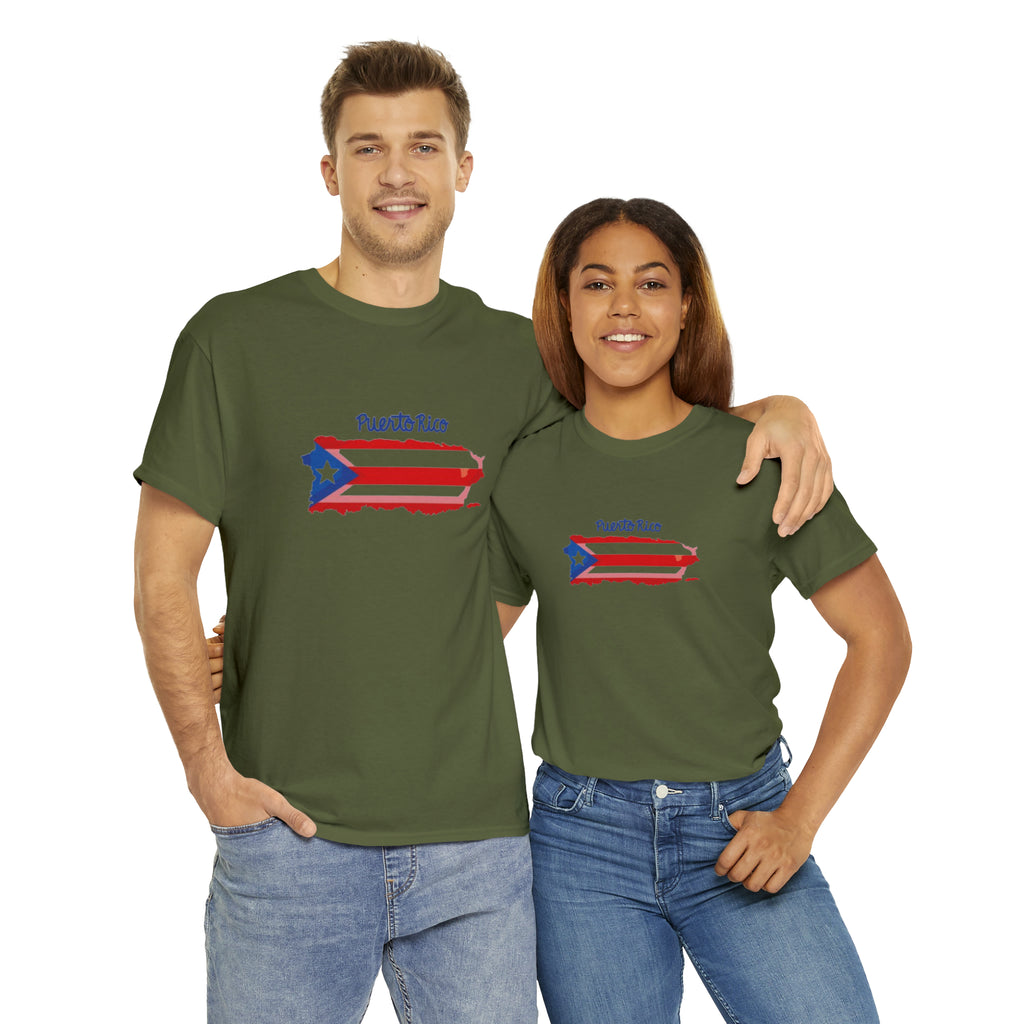 Island of Puerto Rico Flag Heavy Cotton Tee