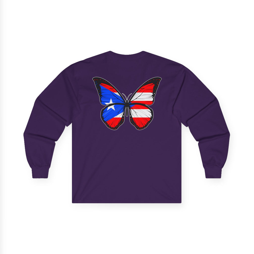 Women's Puerto Rico Flag Butterfly Long Sleeve Tee
