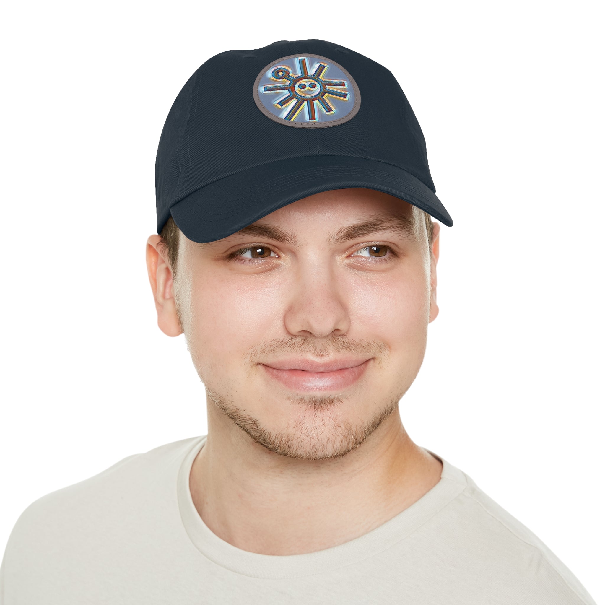 Taino Symbolism Dad Hat with Leather Patch (Round)