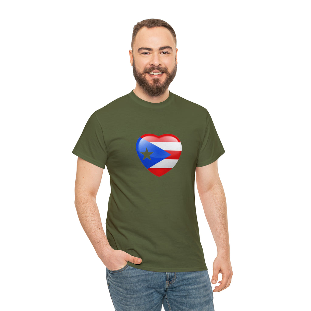 Puerto Rican Flag Heart Unisex Heavy Cotton Tee