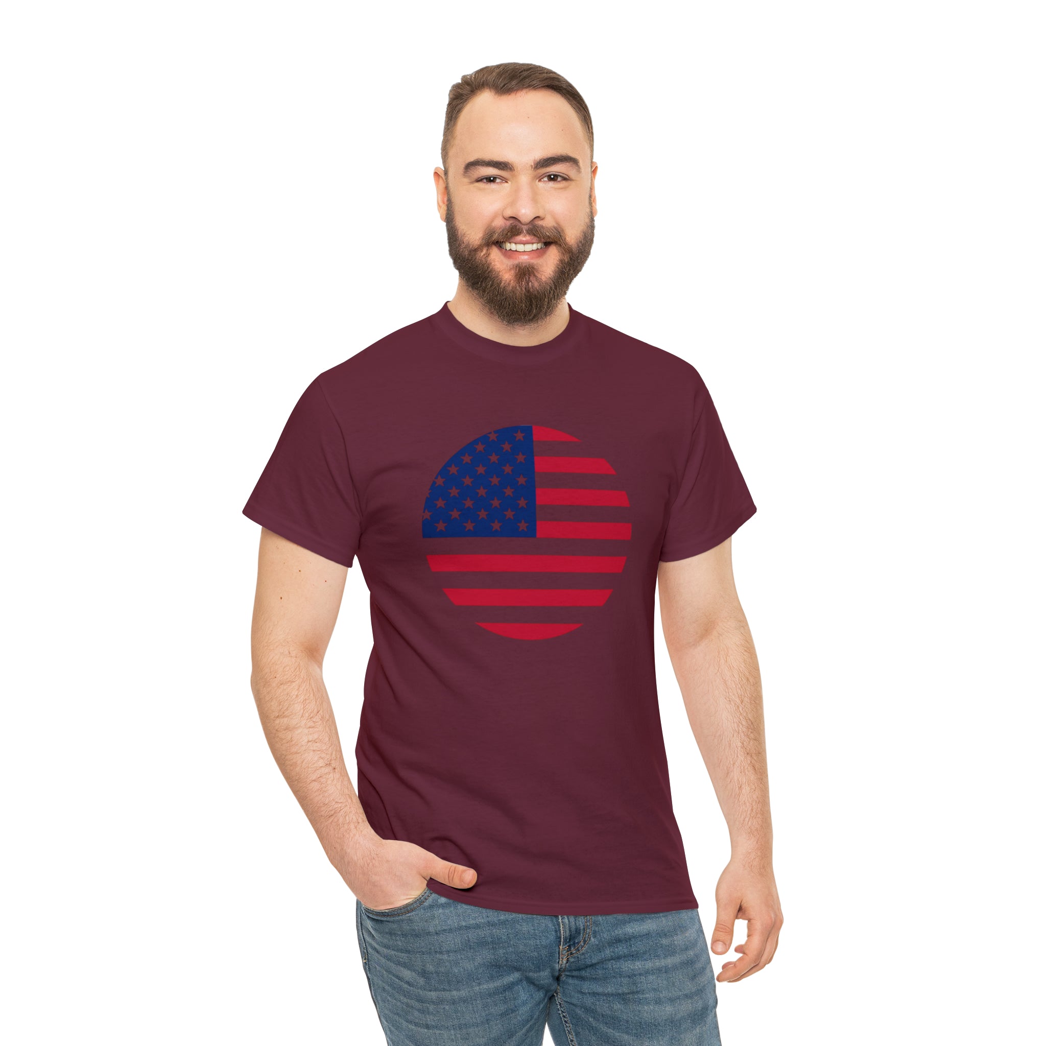 American Flag Globe Unisex Heavy Cotton Tee
