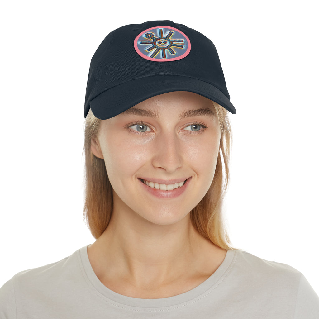 Taino Symbolism Dad Hat with Leather Patch (Round)