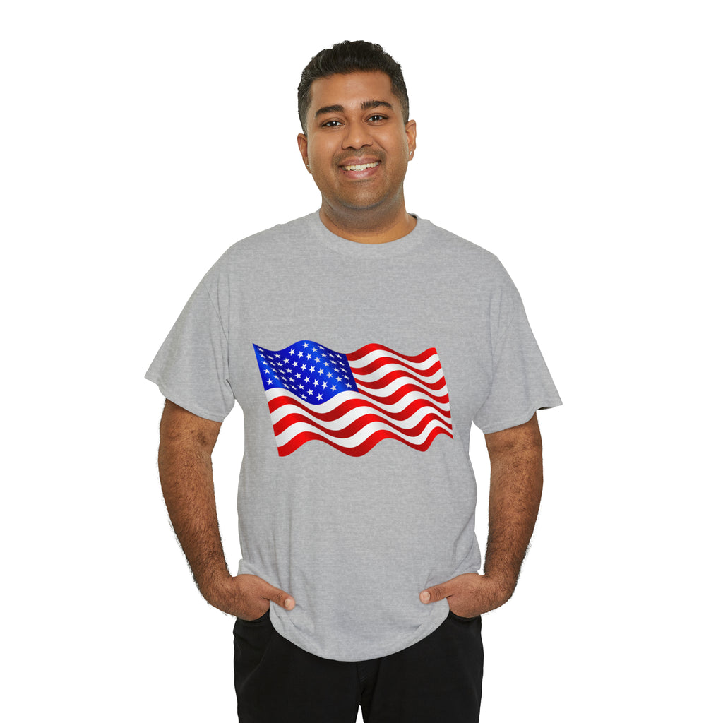 American Wavy Flag Unisex Heavy Cotton Tee