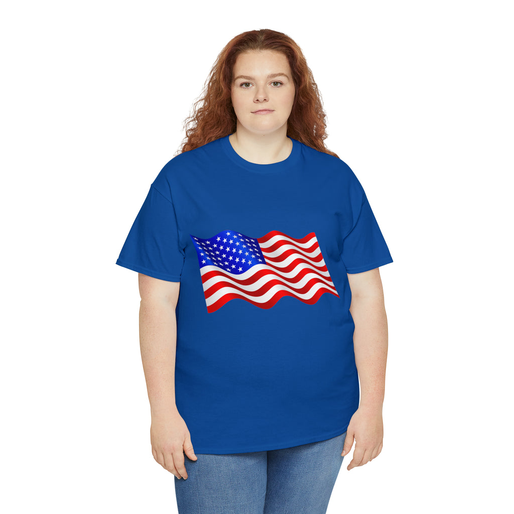 American Wavy Flag Unisex Heavy Cotton Tee