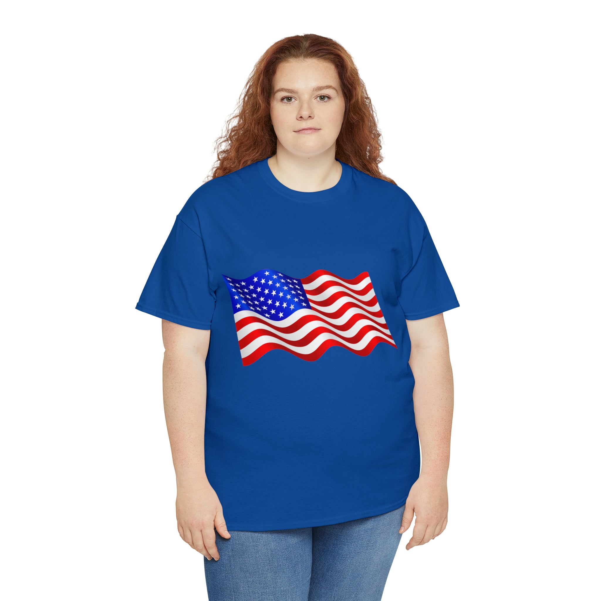 American Wavy Flag Unisex Heavy Cotton Tee