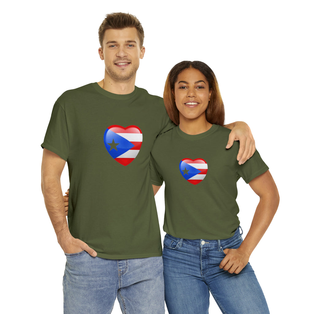 Puerto Rican Flag Heart Unisex Heavy Cotton Tee
