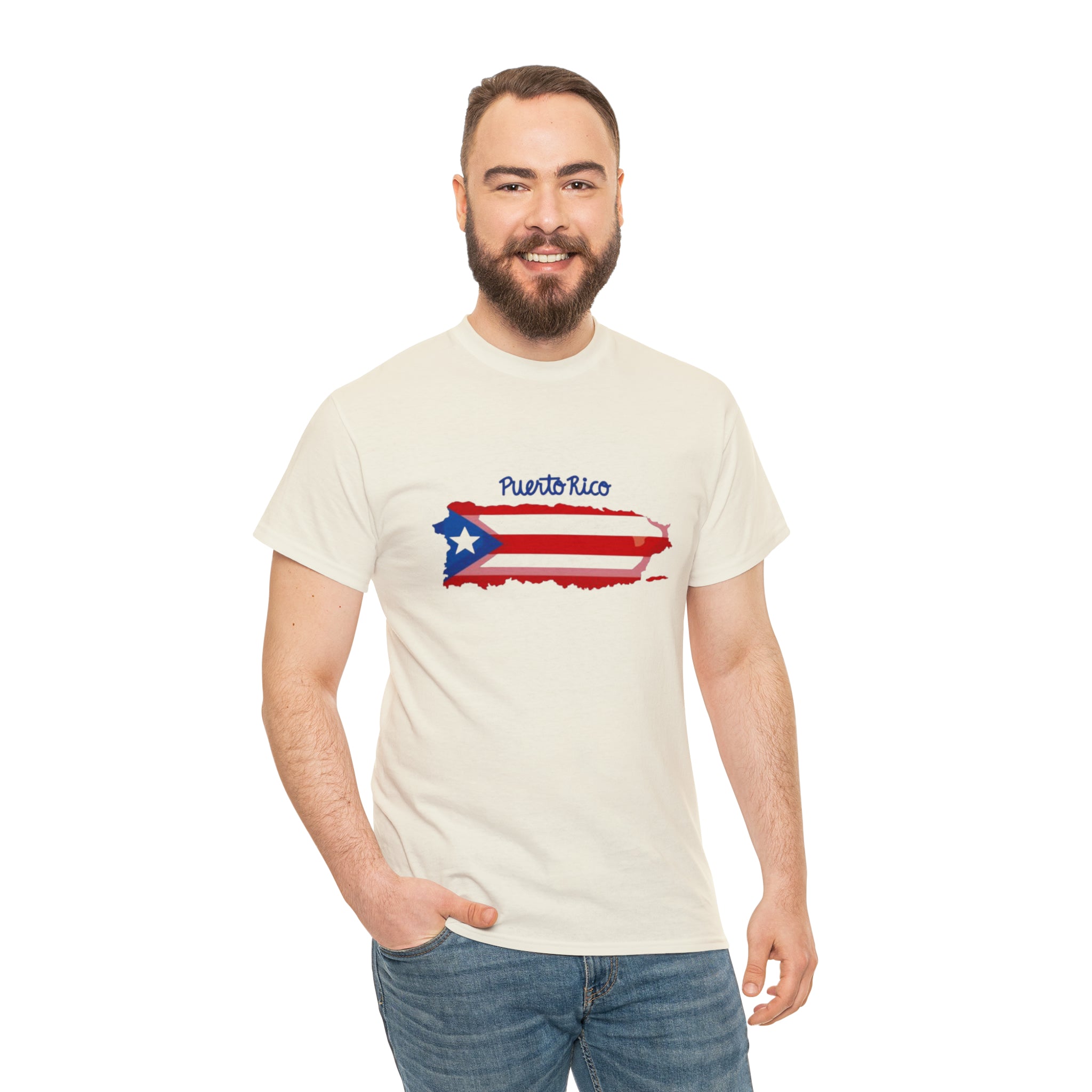 Island of Puerto Rico Flag Heavy Cotton Tee