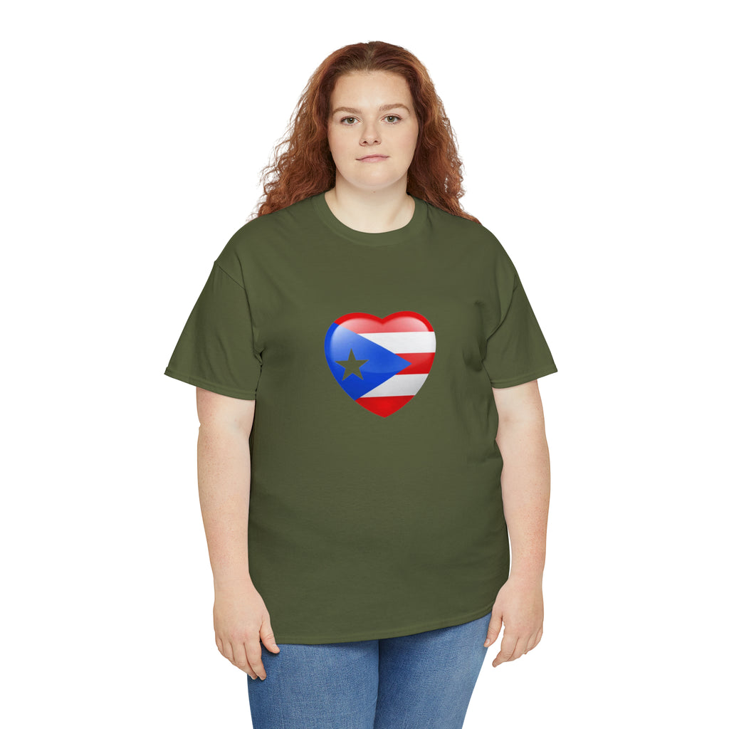 Puerto Rican Flag Heart Unisex Heavy Cotton Tee