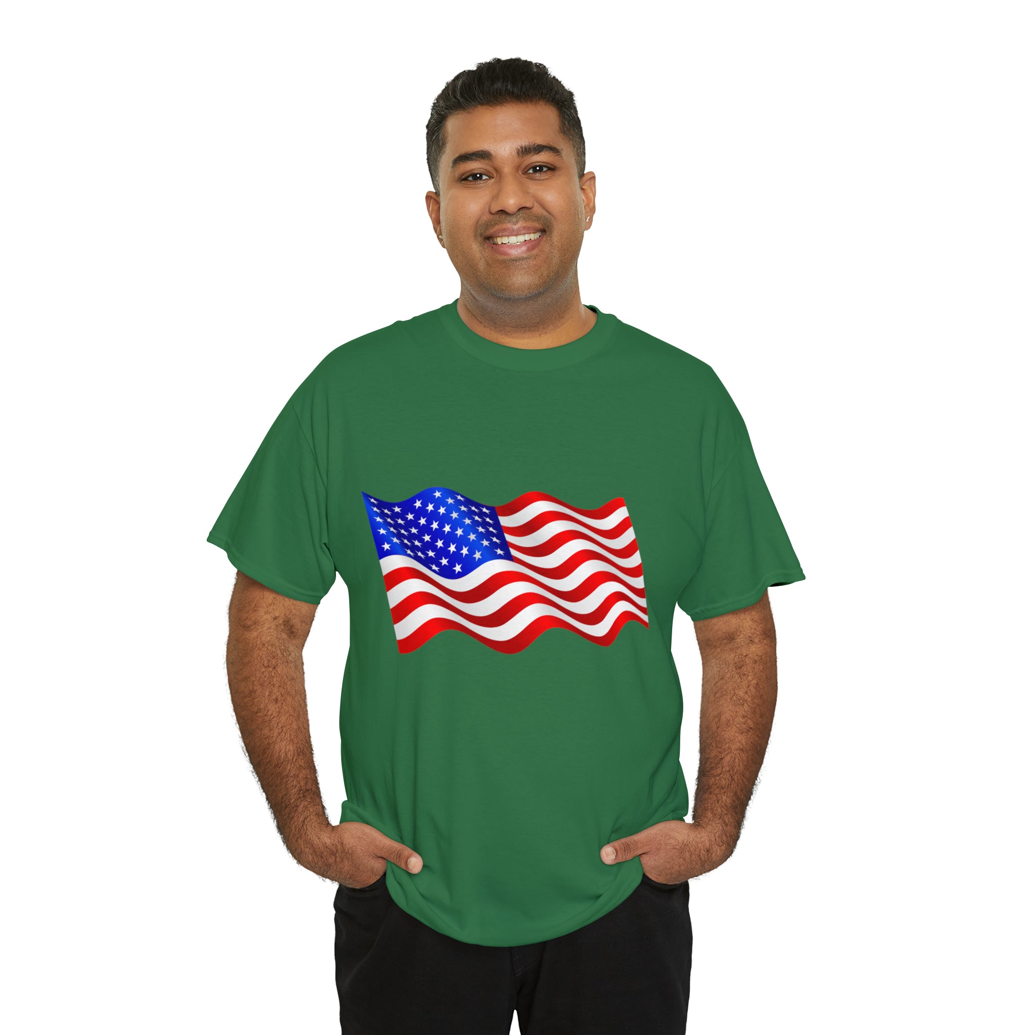 American Wavy Flag Unisex Heavy Cotton Tee
