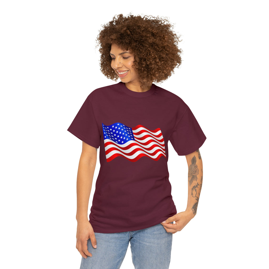 American Wavy Flag Unisex Heavy Cotton Tee