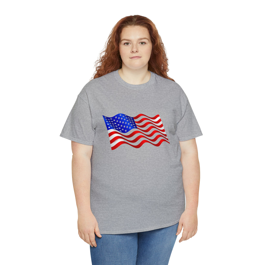 American Wavy Flag Unisex Heavy Cotton Tee