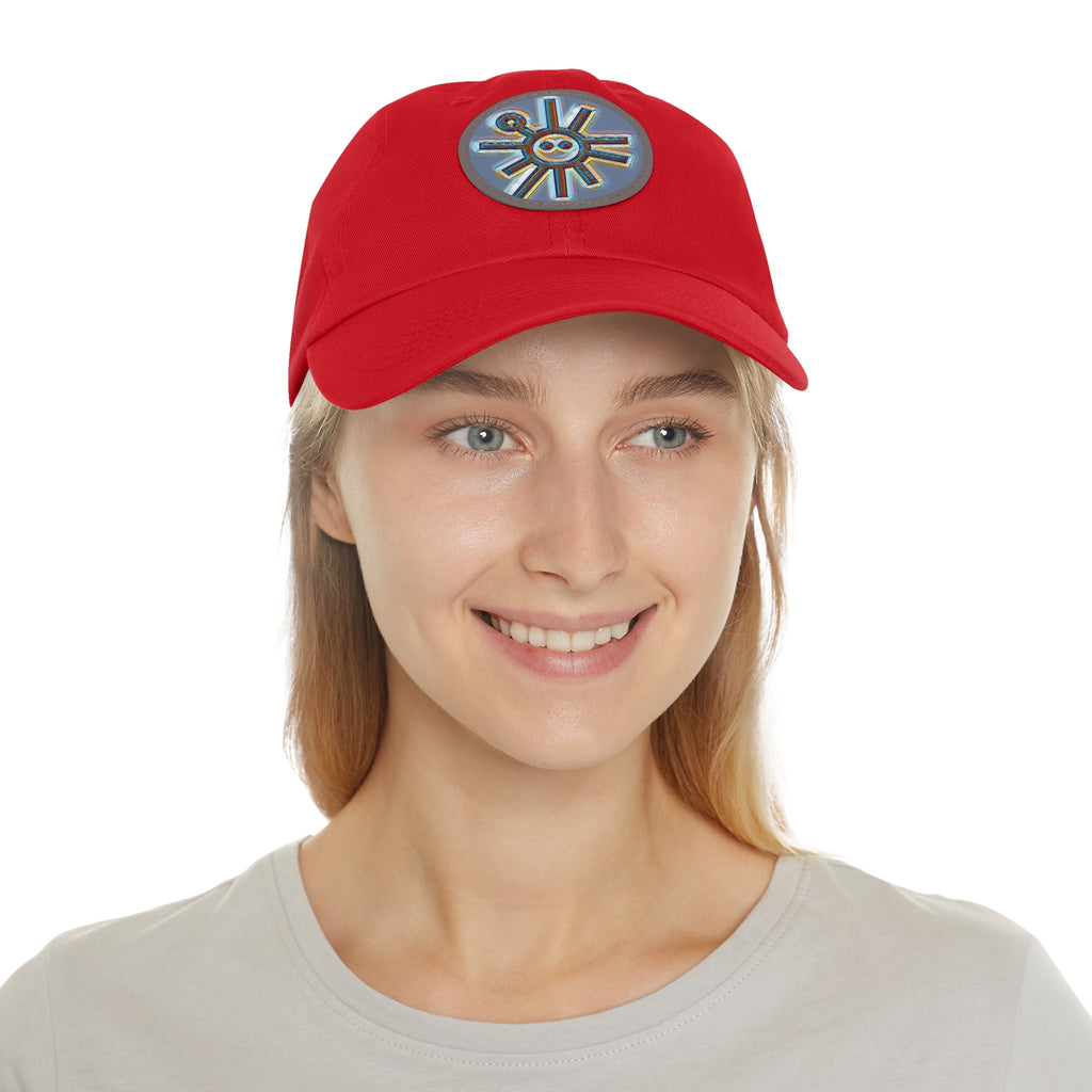 Taino Symbolism Dad Hat with Leather Patch (Round)