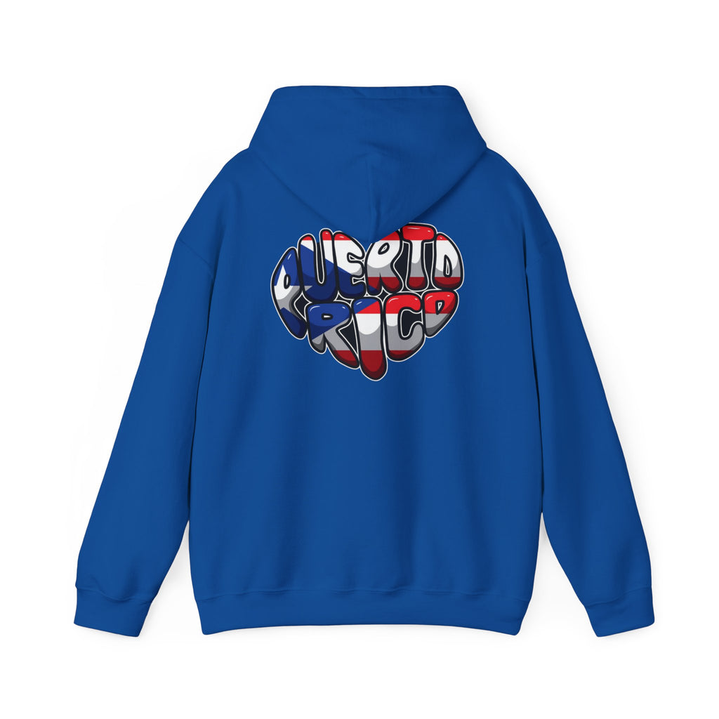 Puerto Rico Frog Hoodie — Coquí with Flag Heart Back Graphic