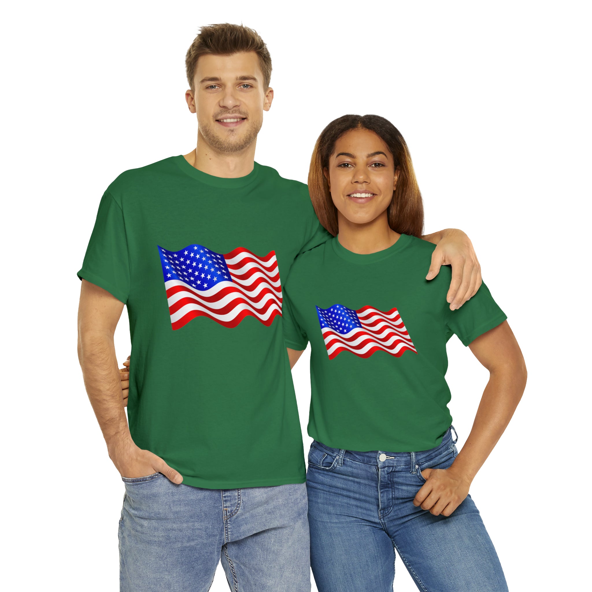 American Wavy Flag Unisex Heavy Cotton Tee