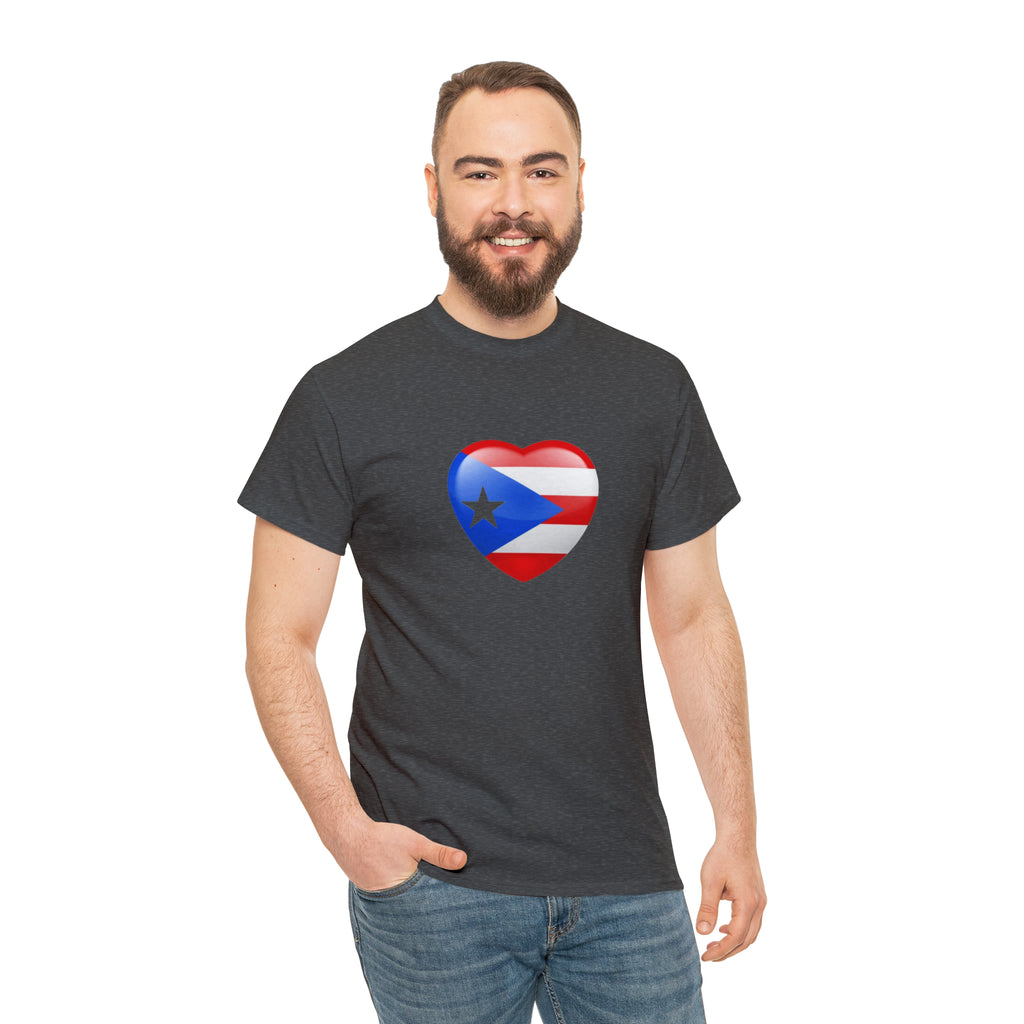 Puerto Rican Flag Heart Unisex Heavy Cotton Tee