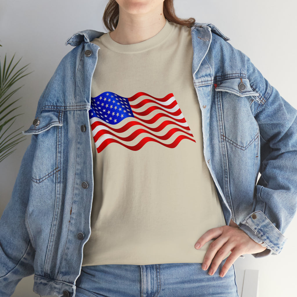 American Wavy Flag Unisex Heavy Cotton Tee