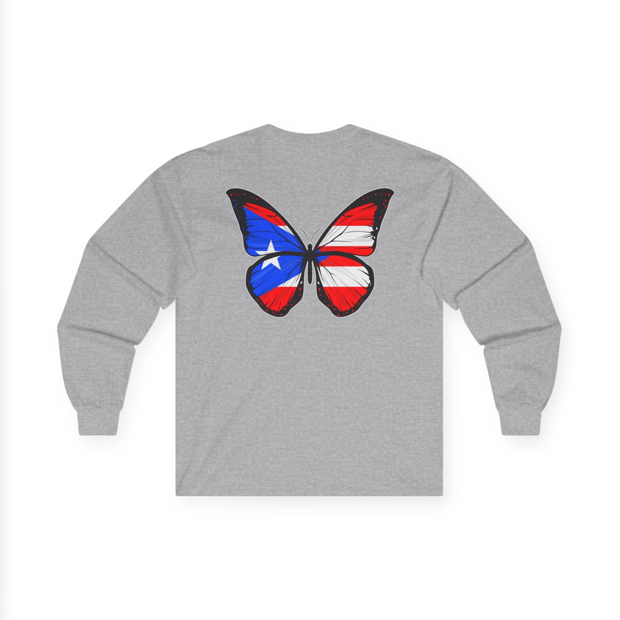 Women's Puerto Rico Flag Butterfly Long Sleeve Tee
