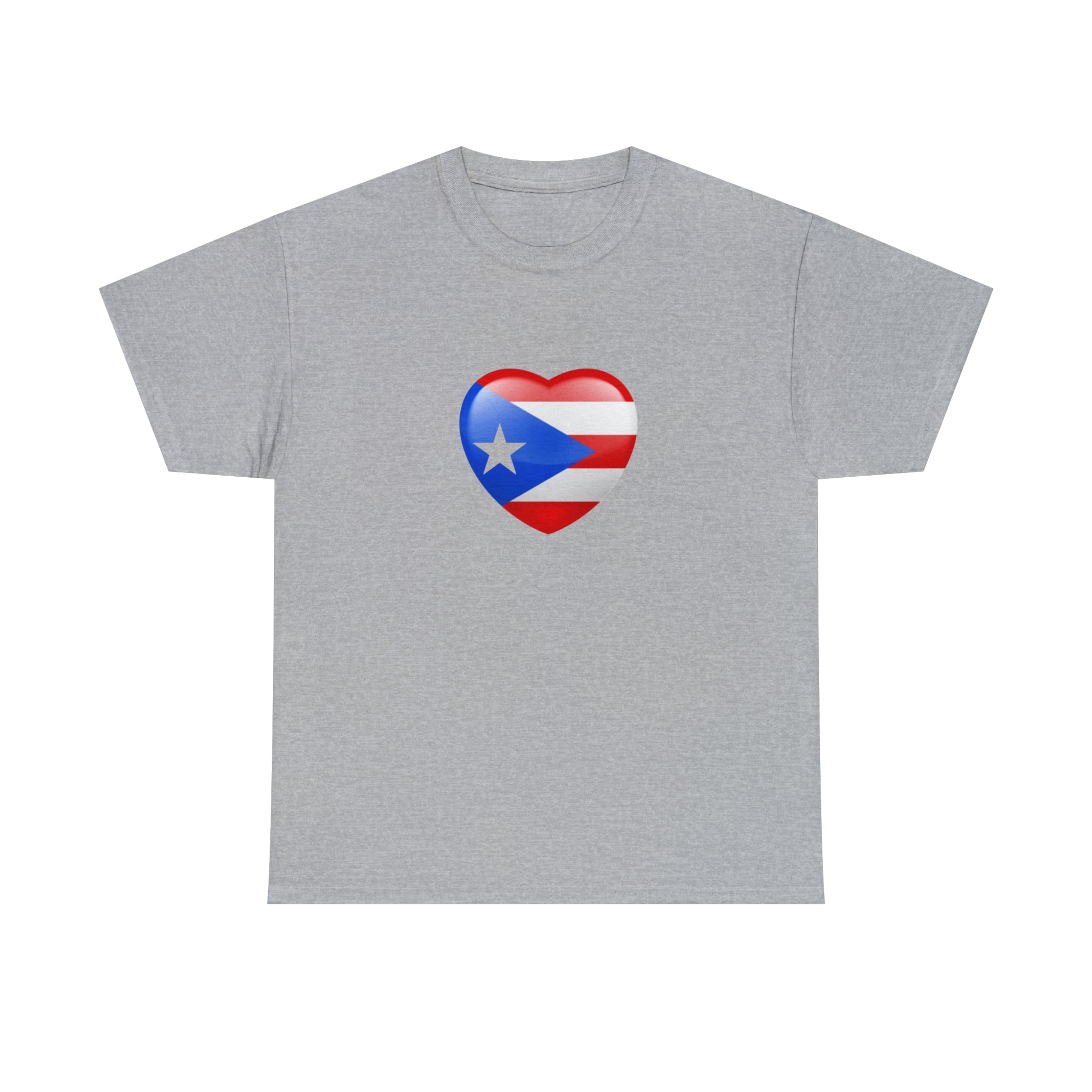 Puerto Rican Flag Heart Unisex Heavy Cotton Tee