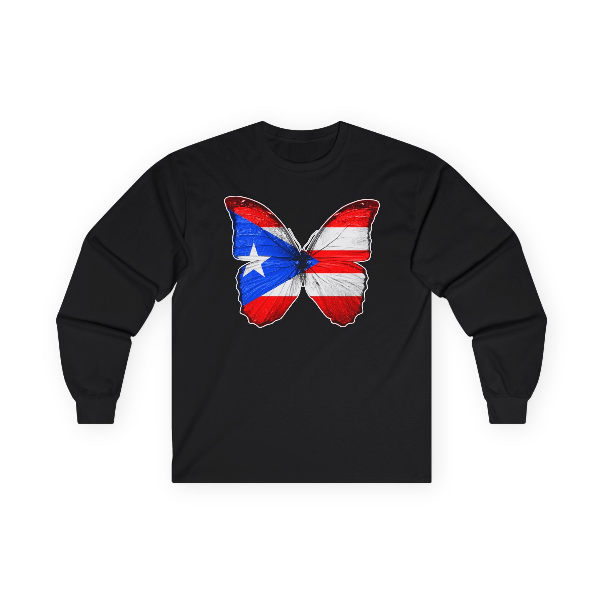 Women's Puerto Rico Flag Butterfly Long Sleeve Tee