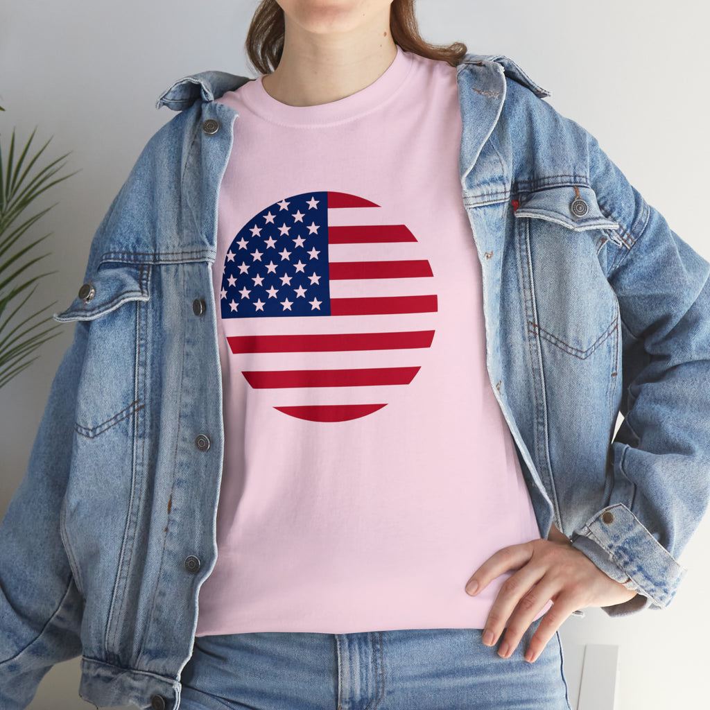 American Flag Globe Unisex Heavy Cotton Tee