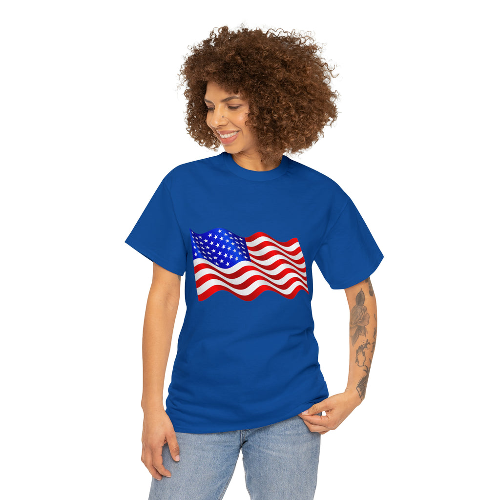 American Wavy Flag Unisex Heavy Cotton Tee
