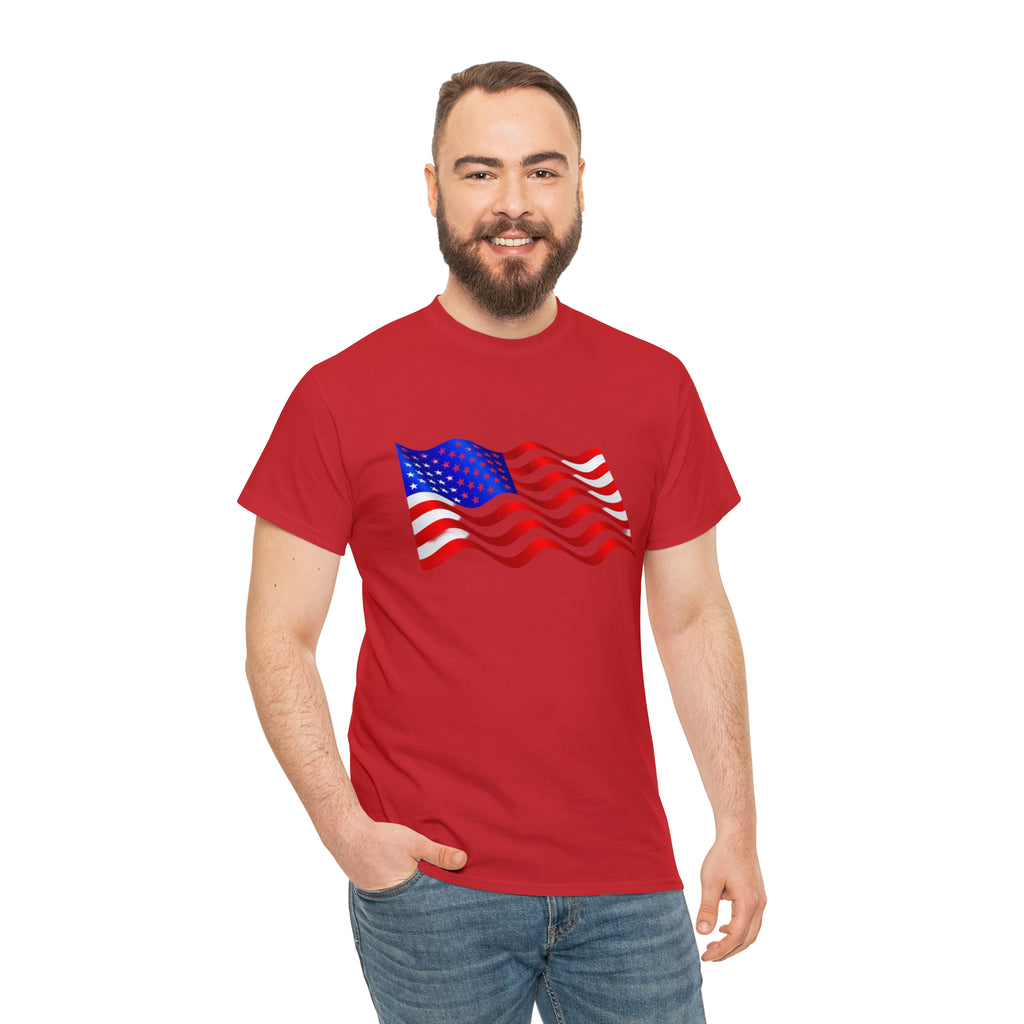 American Wavy Flag Unisex Heavy Cotton Tee